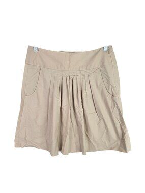 Womens Banana Republic Beige Pleated A-Line Skirt Cotton Blend Stretch Size 4